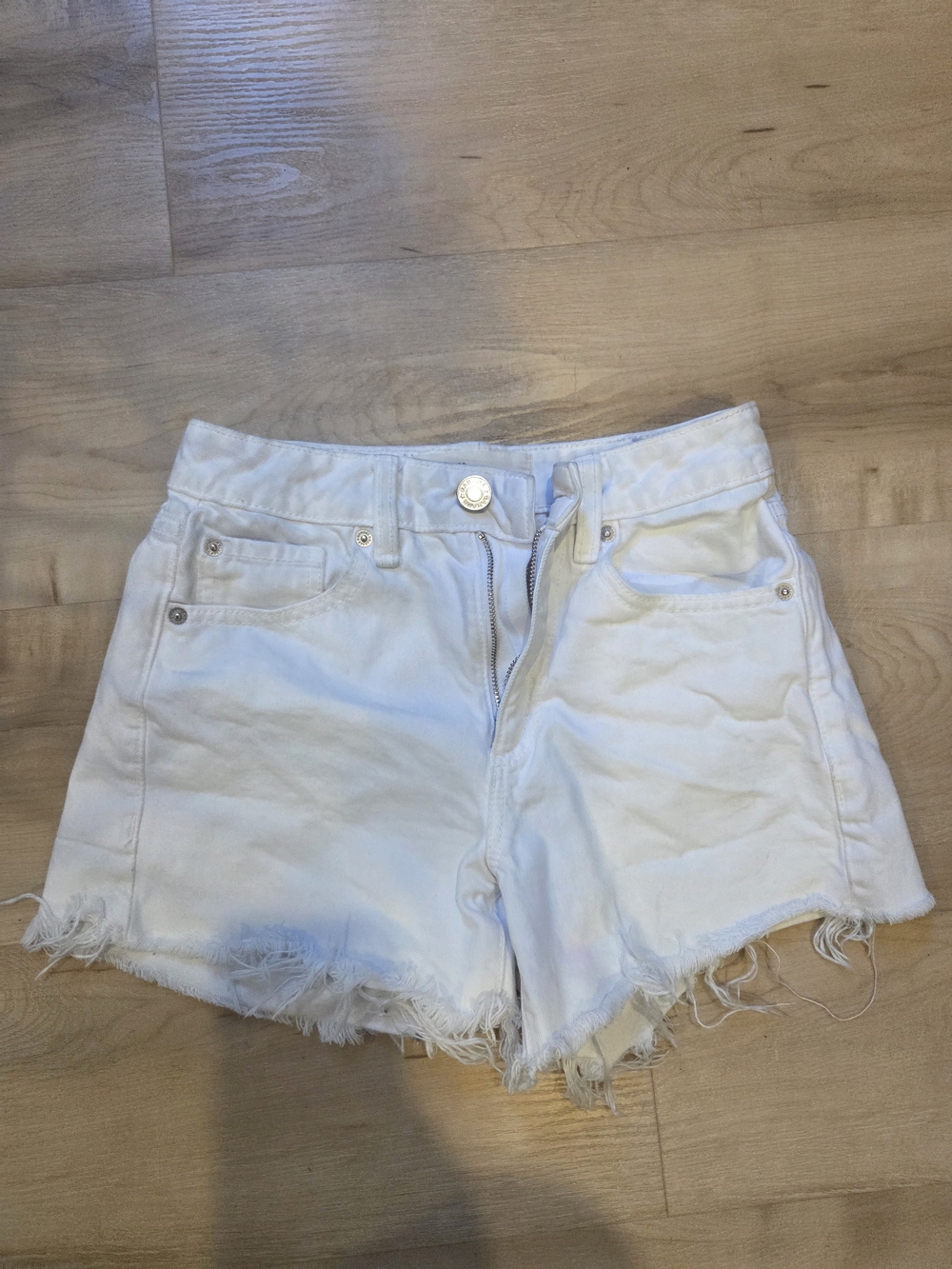 Garage White Distressed Denim Shorts